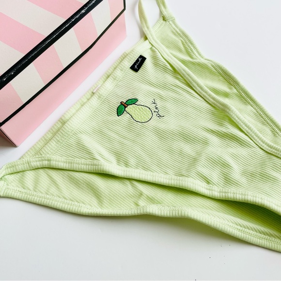 LARGE VS PINK lime green ribbed high leg bikini panty - Picture 2 of 4